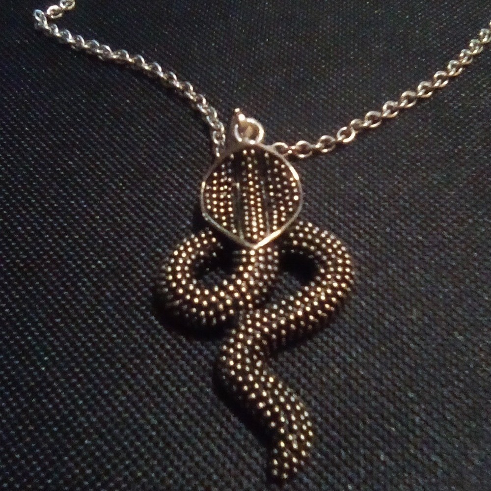 Silver Tone Snake Cobra Pendant Necklace Stainless Steel 316L S Steal